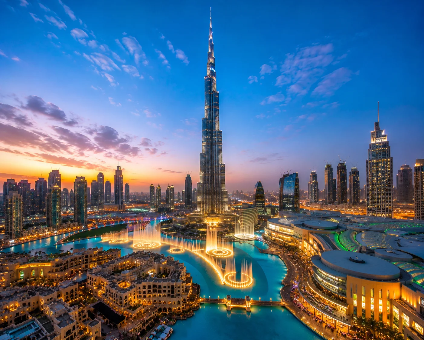 Dubai skyline at twilight