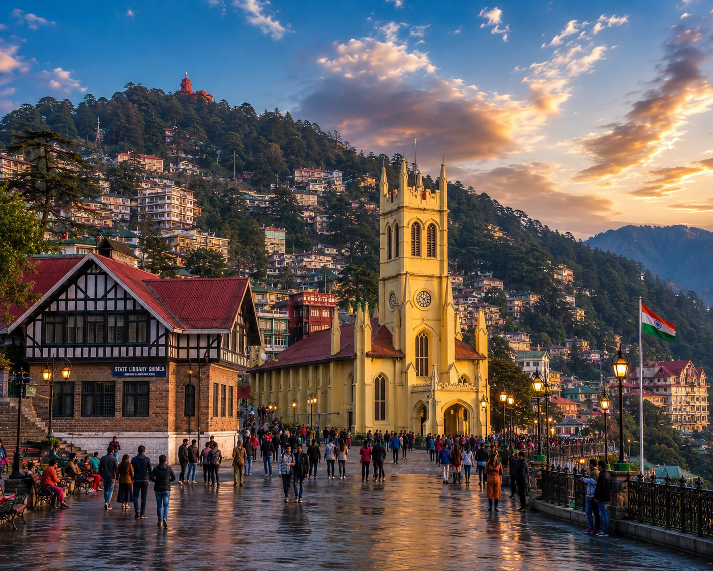 Evening stroll in Shimla's plaza