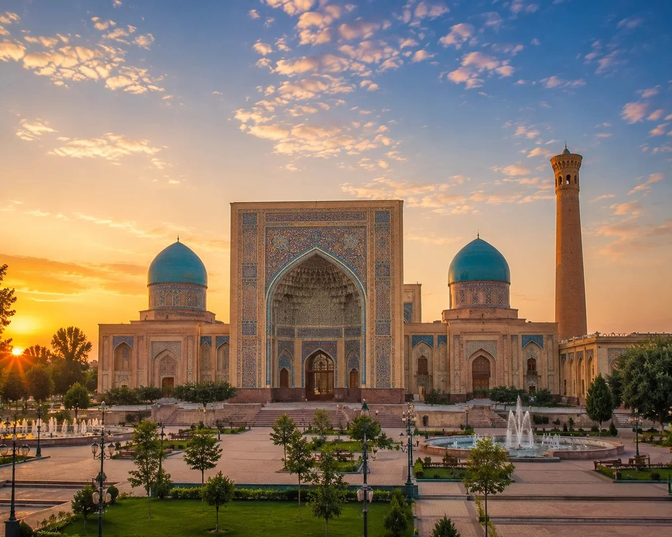 Golden hour at a Timurid complex Tashkent