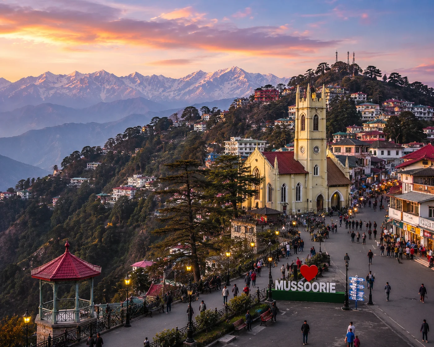 Golden hour in Mussoorie town