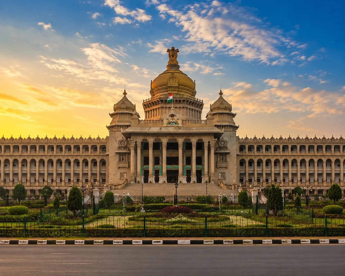 Vidhana Soudha at sunset Bangalore